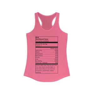 Brat Nutritional Facts Women's Ideal Racerback Tank