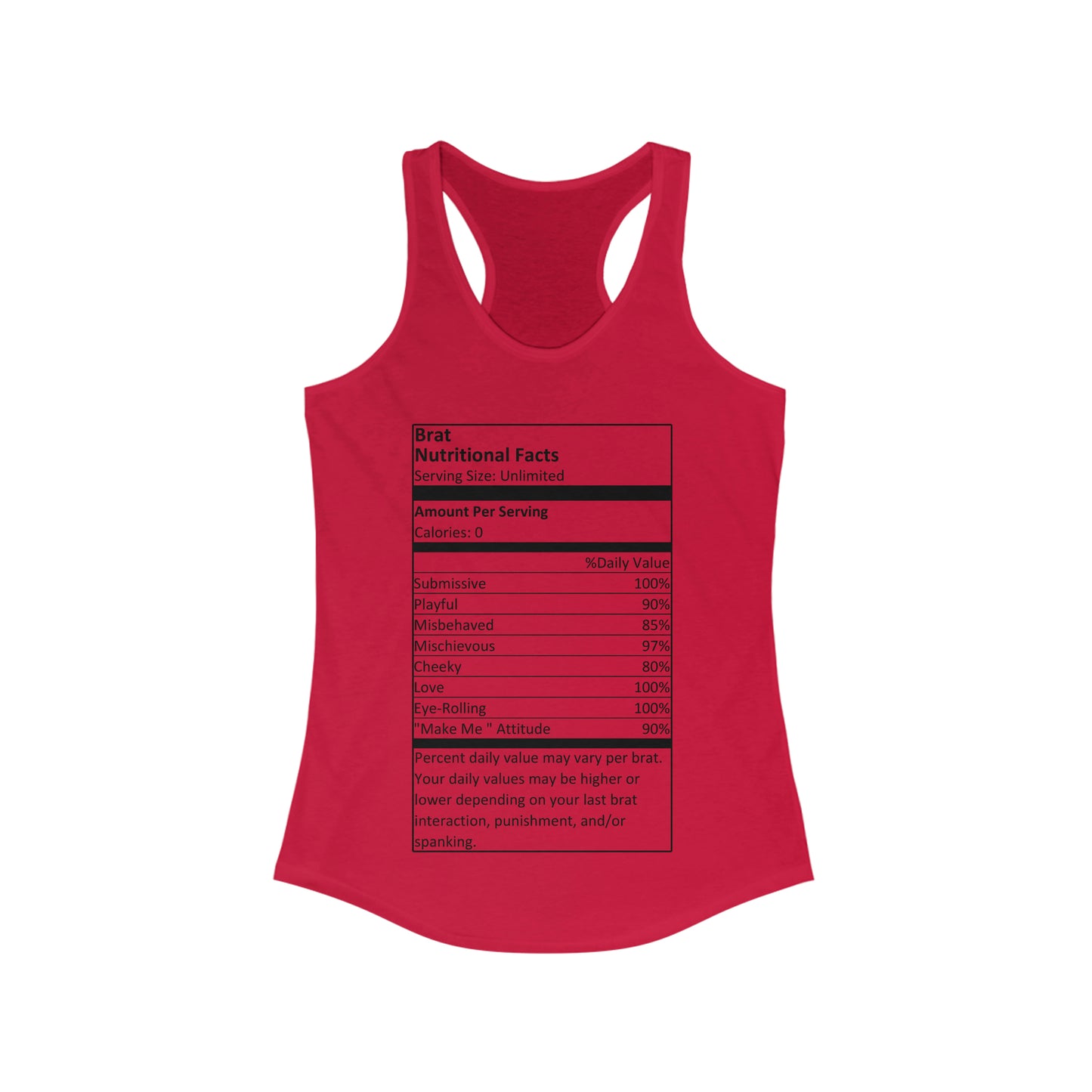 Brat Nutritional Facts Women's Ideal Racerback Tank