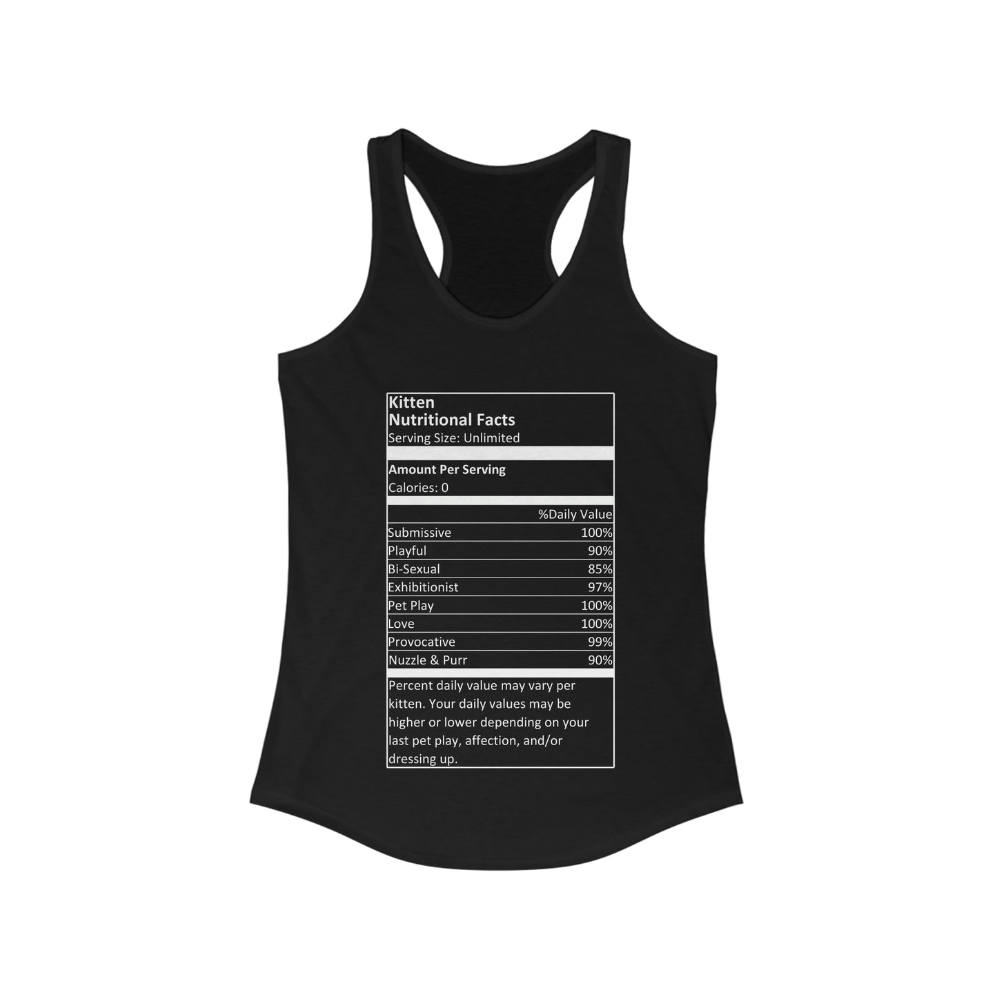 Kitten Nutritional Facts Women's Ideal Racerback Tank