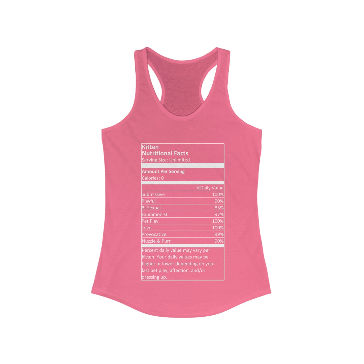 Kitten Nutritional Facts Women's Ideal Racerback Tank