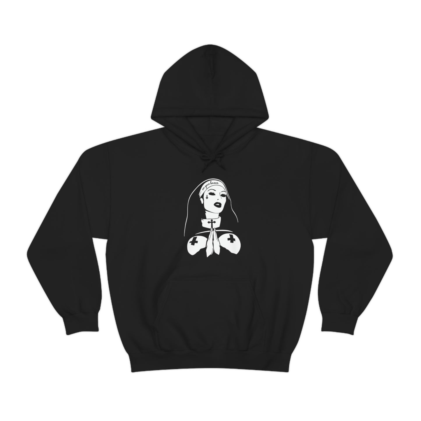 On your knees, Nun Unisex Heavy Blend Hoodie Sweatshirt