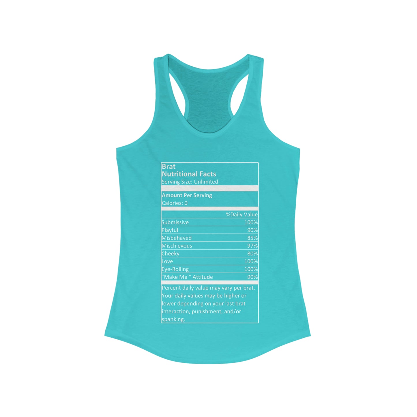 Brat Nutritional Facts Women's Ideal Racerback Tank