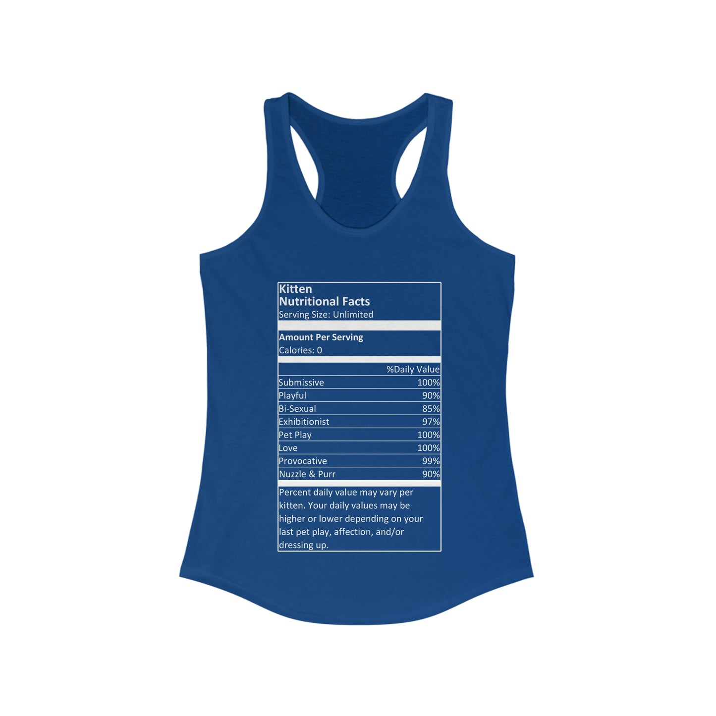 Kitten Nutritional Facts Women's Ideal Racerback Tank