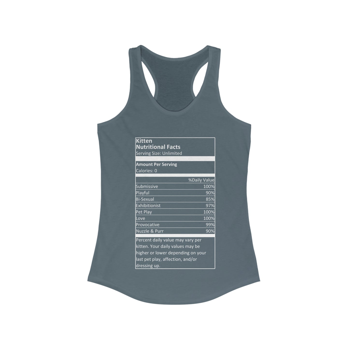 Kitten Nutritional Facts Women's Ideal Racerback Tank