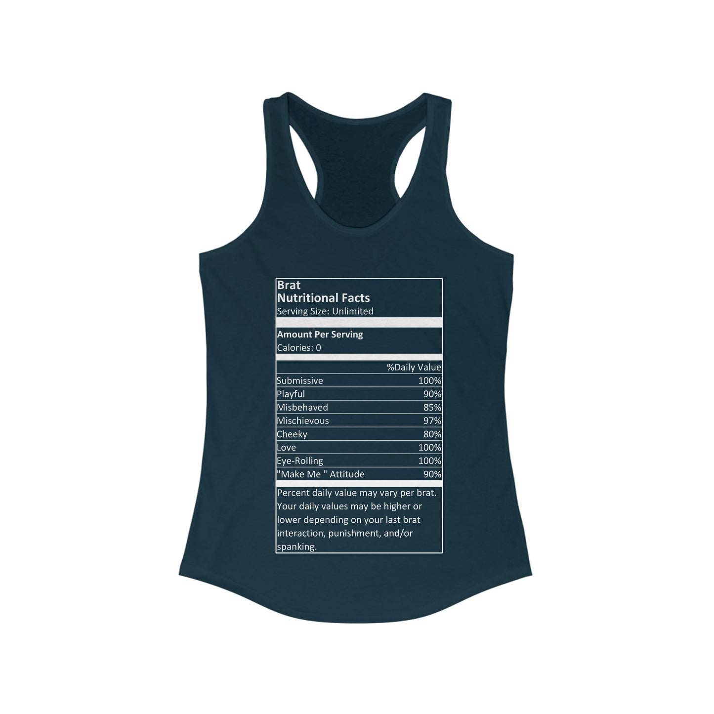 Brat Nutritional Facts Women's Ideal Racerback Tank