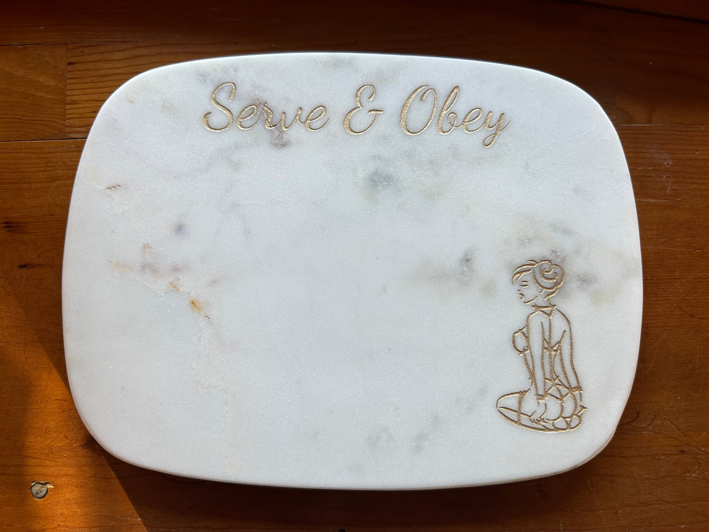 Serve & Obey Submissive Tied Up Women Marble Cutting Board