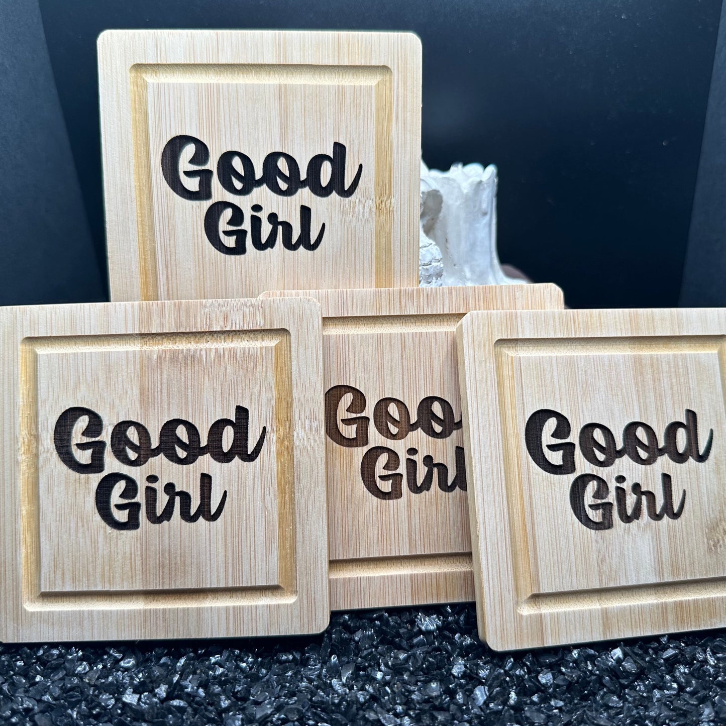 Good Girl Bamboo Coasters Set of 4