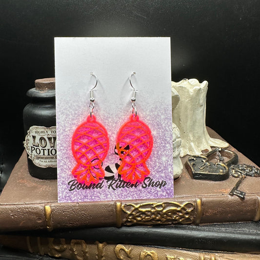 Upside Down Pineapple Hot Pink Acrylic Earrings