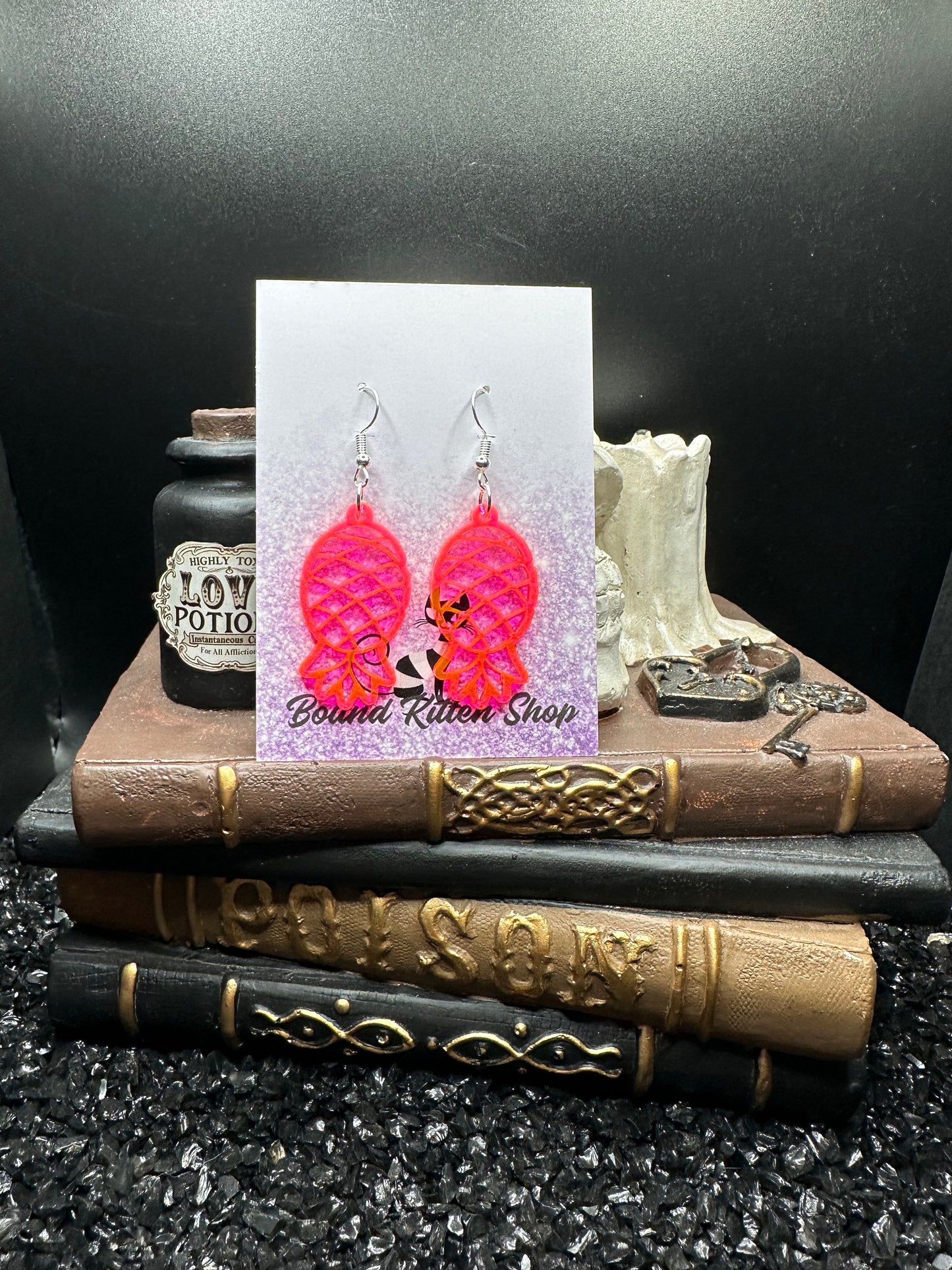 Upside Down Pineapple Hot Pink Acrylic Earrings