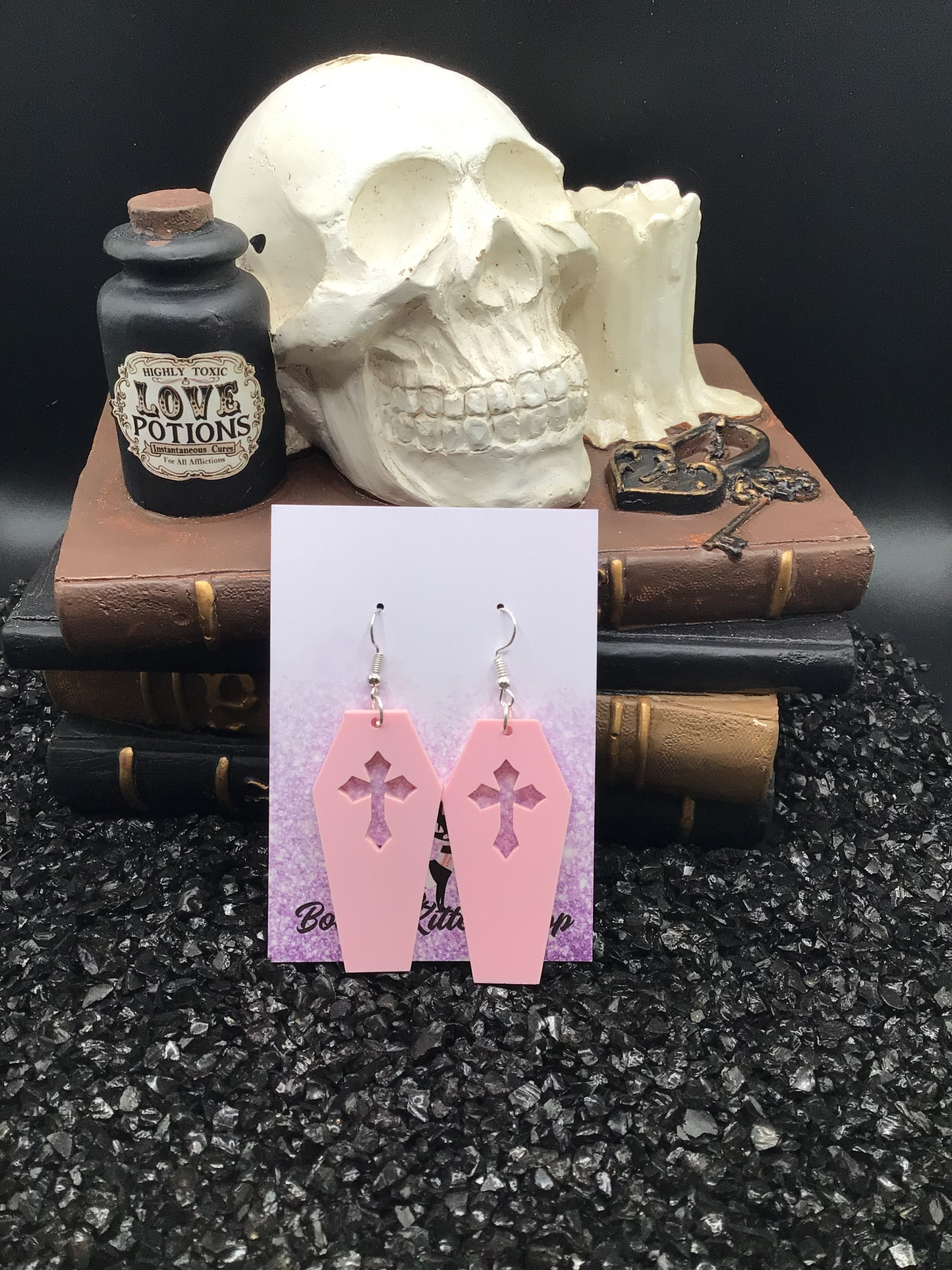 Coffin Pink Pastel Goth Earrings