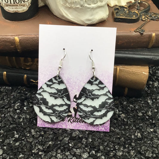 Black Bats Acrylic Laser Cut Earrings