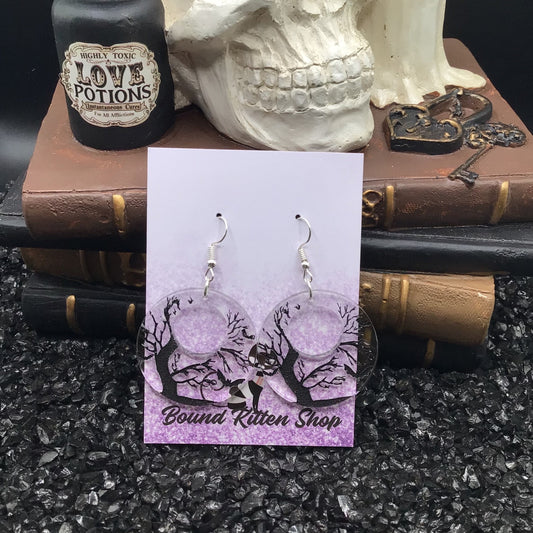 Spooky Trees With Bats Acrylic Earrings