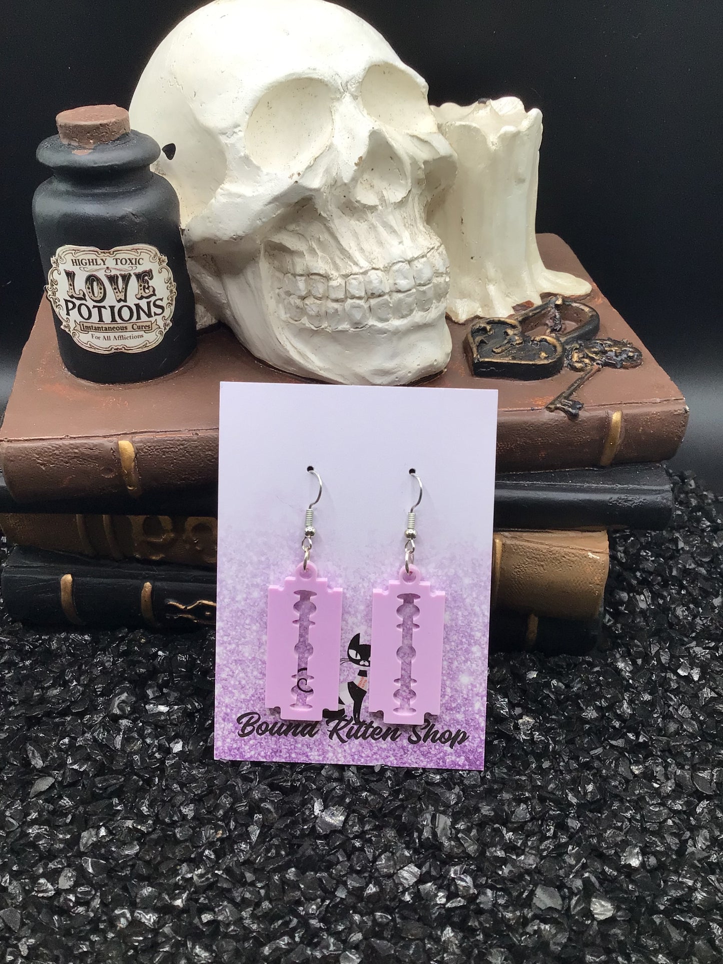 Razor Blade Violet Lavender Acrylic Earrings