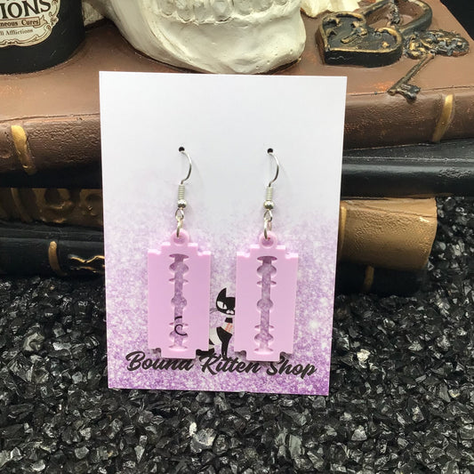 Razor Blade Violet Lavender Acrylic Earrings