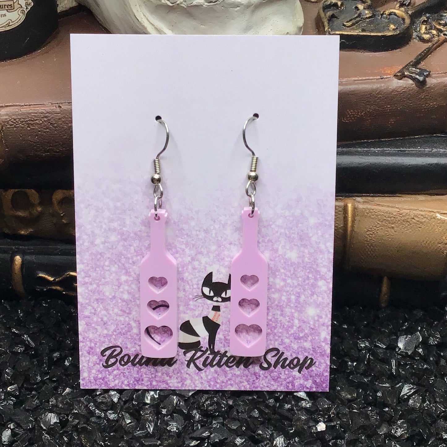 BDSM Heart Paddle Violet Lavender Acrylic Earrings