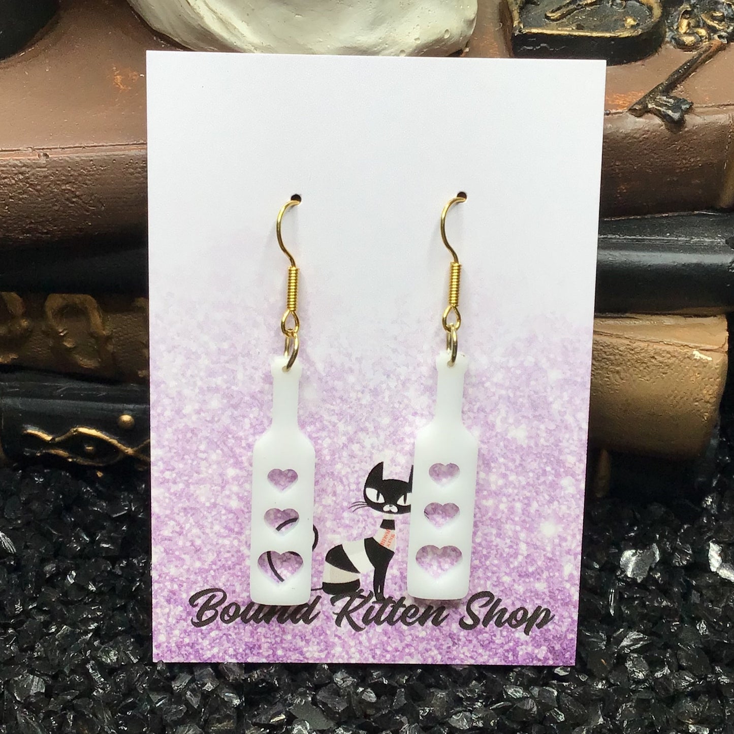 BDSM Heart Paddle White Acrylic Earrings