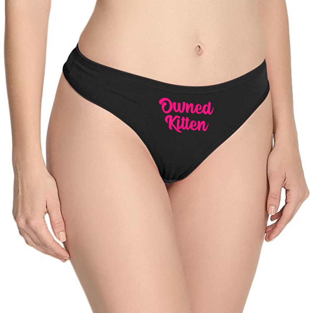 Owned Kitten Cotton Thong Panties