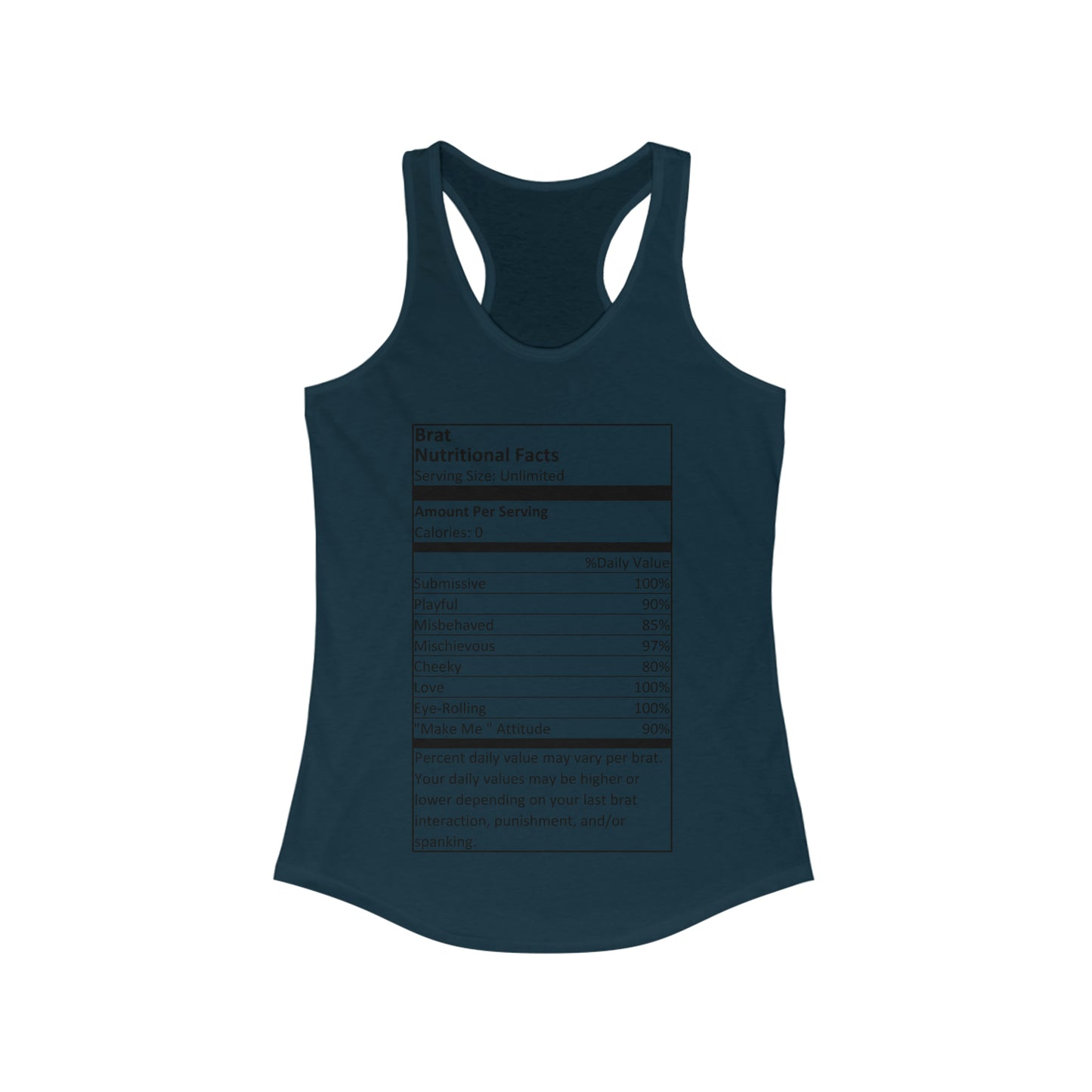 Brat Nutritional Facts Women's Ideal Racerback Tank