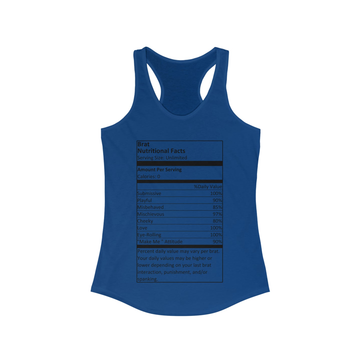 Brat Nutritional Facts Women's Ideal Racerback Tank