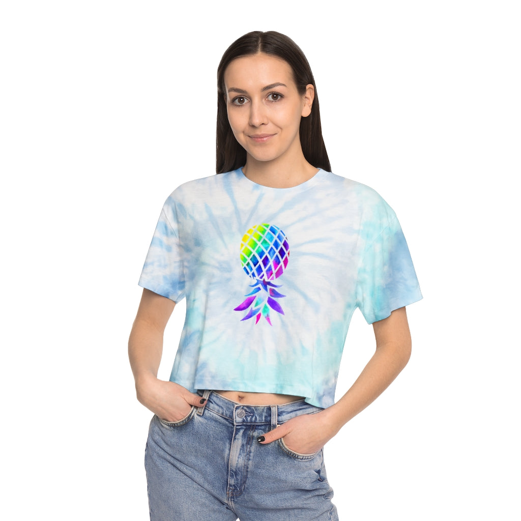 Upside Down Pineapple Women's Tie-Dye Crop Tee