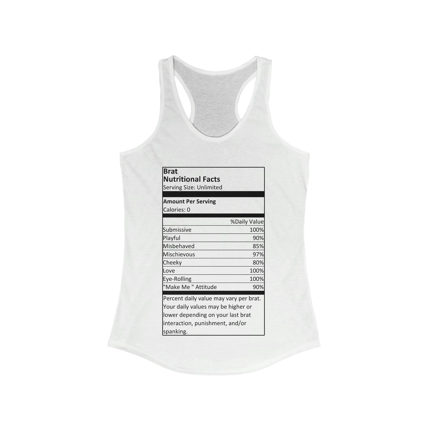 Brat Nutritional Facts Women's Ideal Racerback Tank