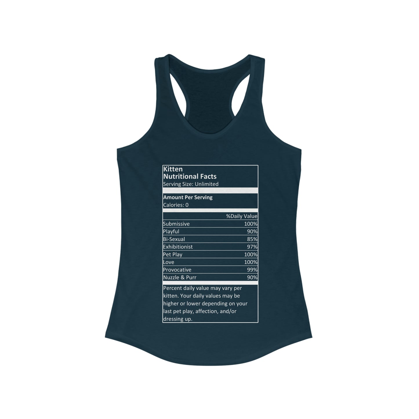 Kitten Nutritional Facts Women's Ideal Racerback Tank