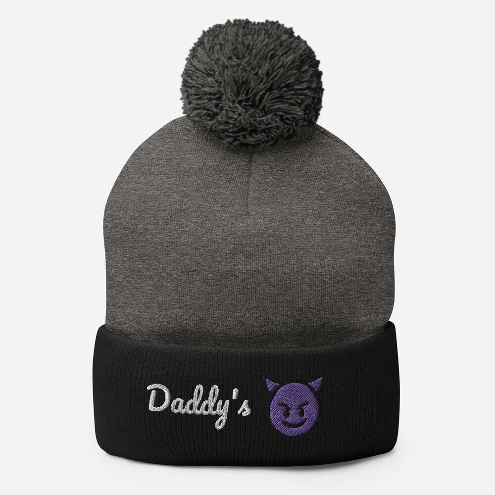 Daddy's Devil (emoji) Pom-Pom Beanie Hat