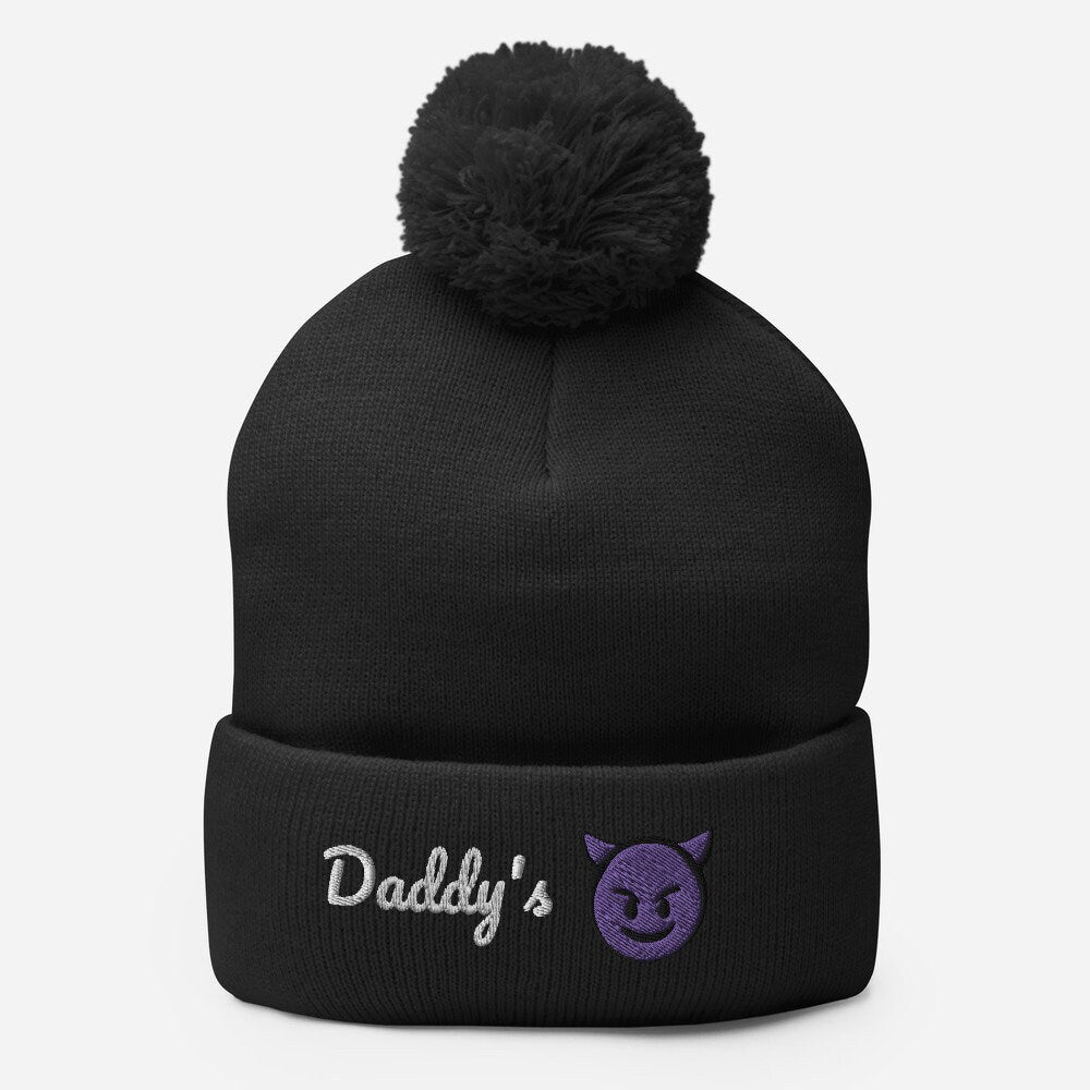 Daddy's Devil (emoji) Pom-Pom Beanie Hat