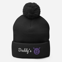 Load image into Gallery viewer, Daddy&#39;s Devil (emoji) Pom-Pom Beanie Hat
