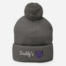 Load image into Gallery viewer, Daddy&#39;s Devil (emoji) Pom-Pom Beanie Hat
