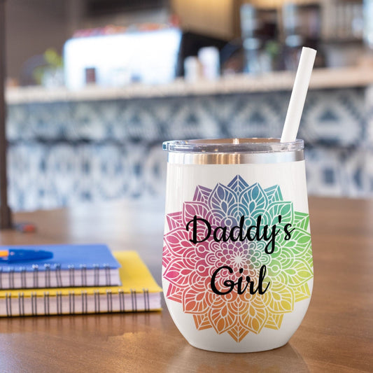 Daddy's Girl Mandala 12oz Wine Tumbler