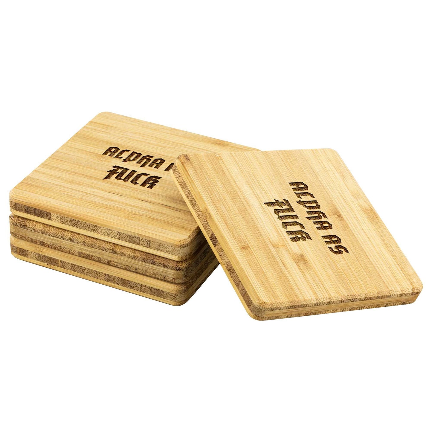 Alpha As Fuck Bamboo Coasters Set of 4