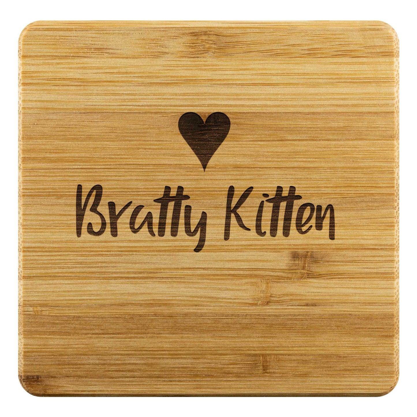 Bratty Kitten Bamboo Coasters Set of 4