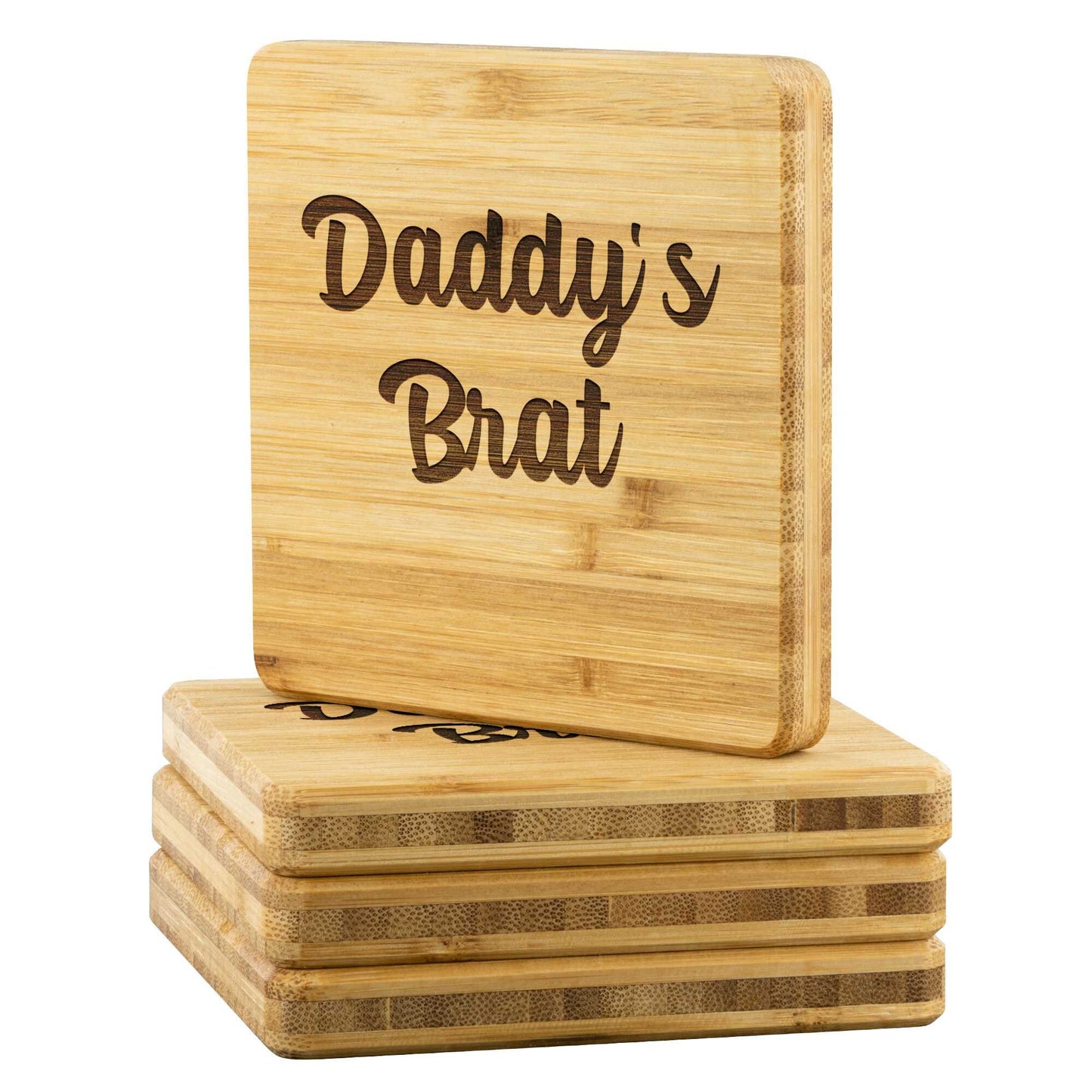 Daddy's Brat Bamboo Coasters Set of 4