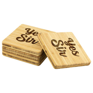 Yes Sir Bamboo Coasters Set of 4