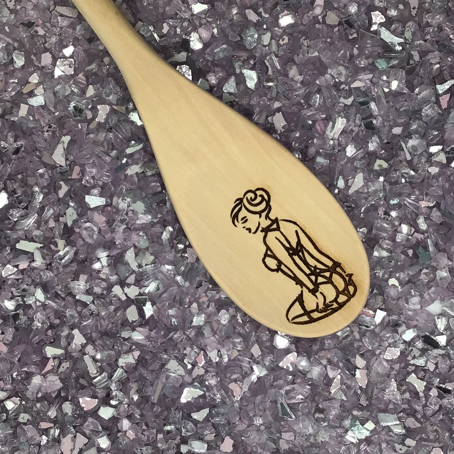 Submissive Women Engraved Wood Spoon, 12 inch length