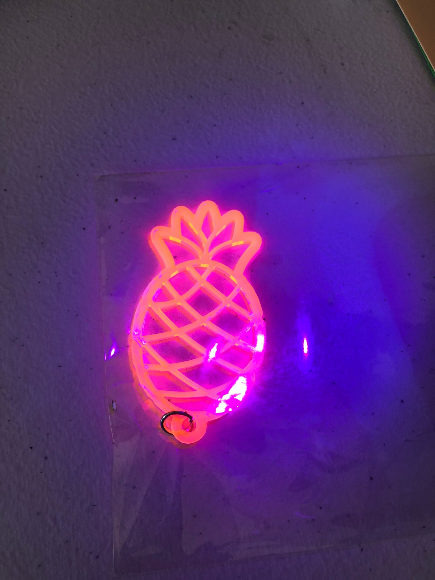 Upside Down Pineapple Hot Pink Acrylic On 16" Wire Cord