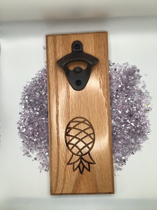 Upside Down Pineapple Wood Bottle Opener with Magnet