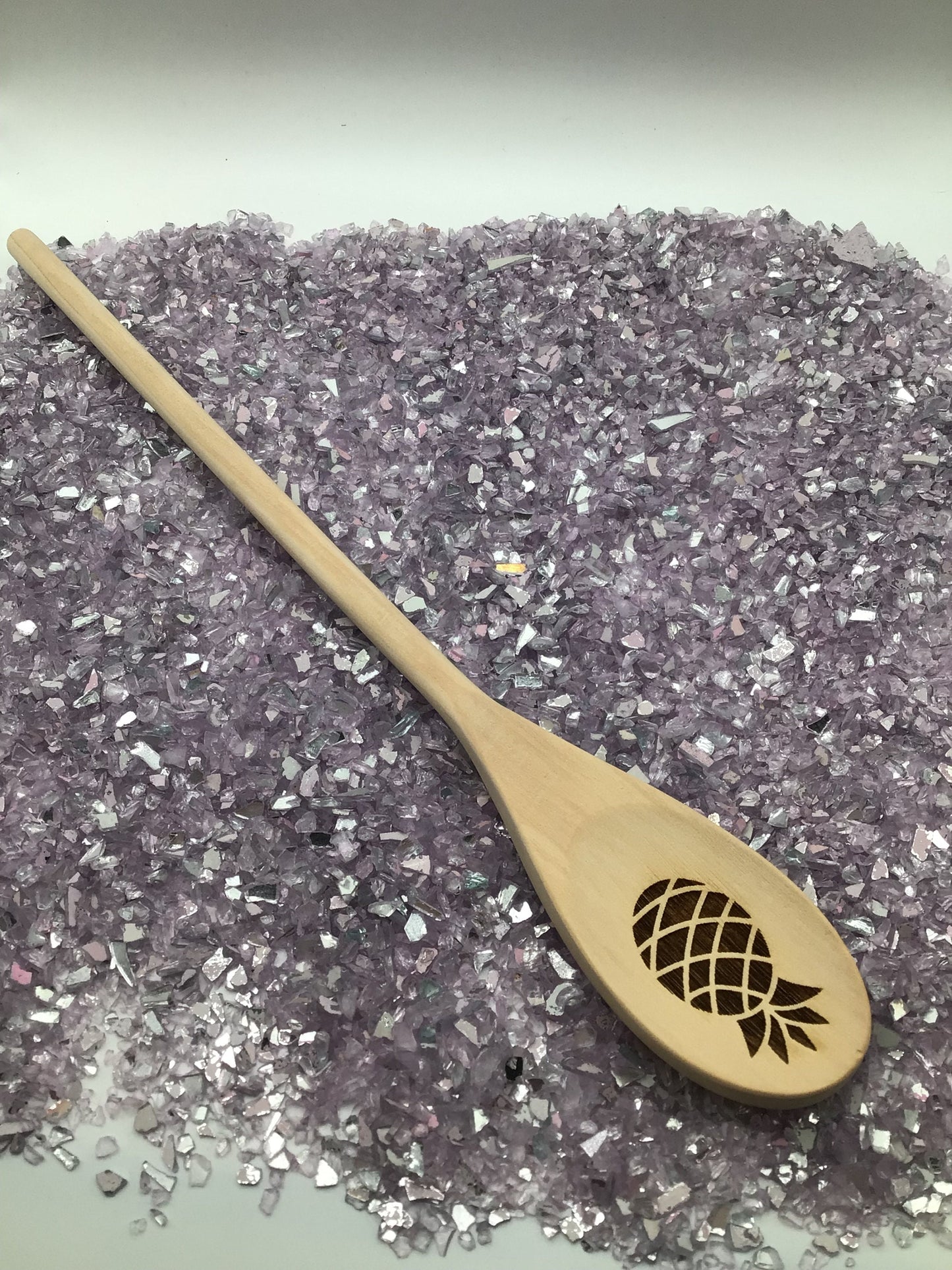 Upside Down Pineapple Engraved Wood Spoon, 12 inch length