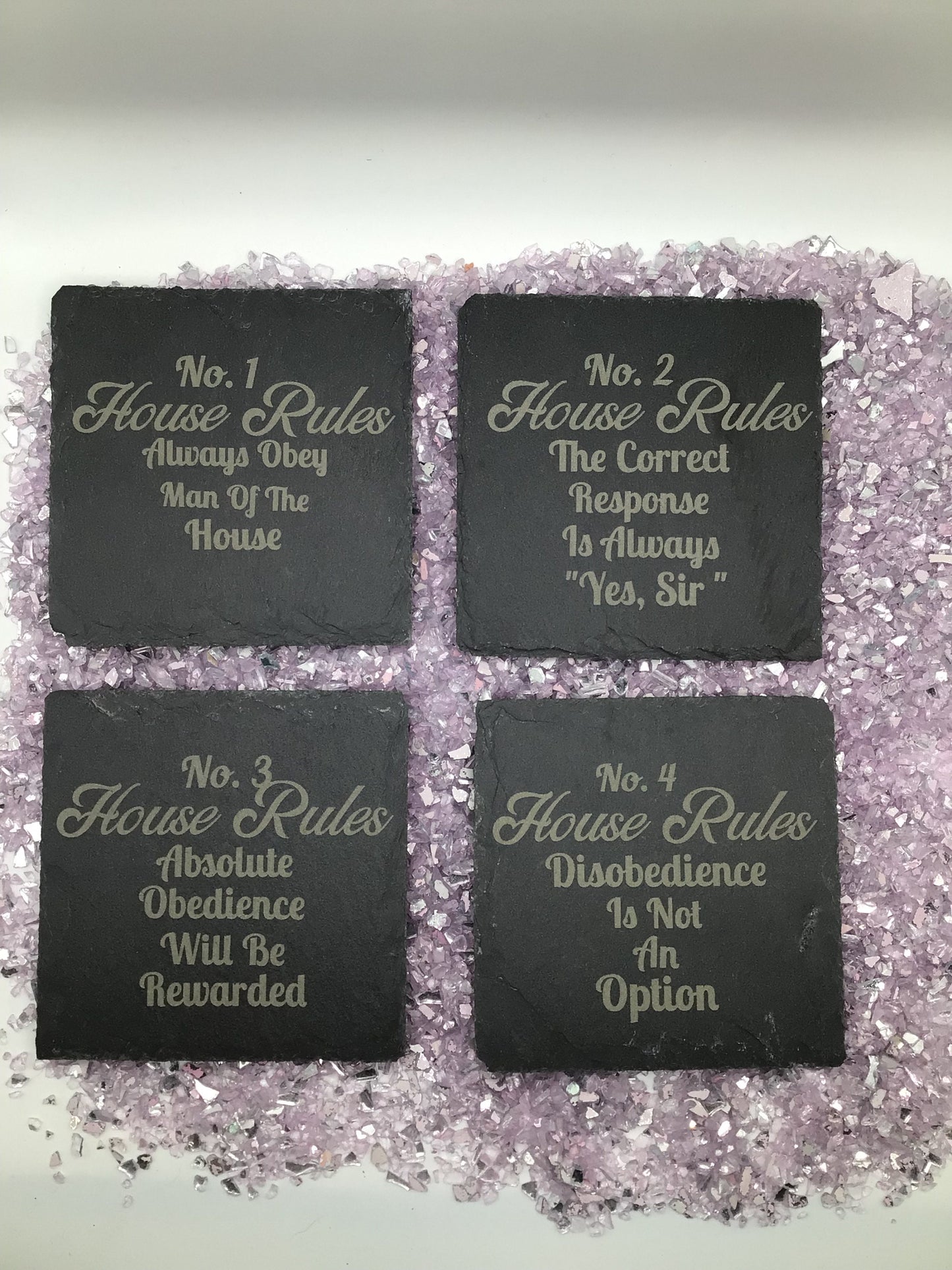 House Rules set of 4, Black Slate Coaster