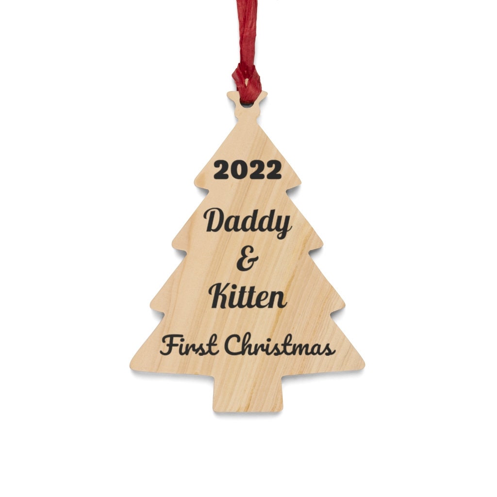 Daddy & Kitten First Christmas Wooden Christmas Ornaments