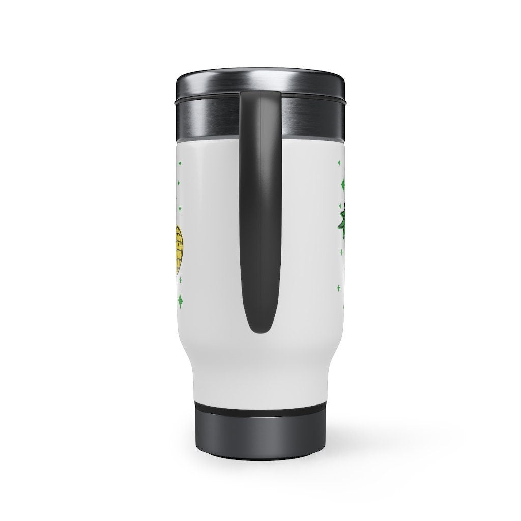 Upside Down Pineapple Stainless Steel Travel Mug with Handle, 14oz